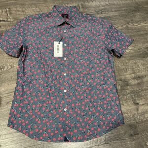 Untuckit Cherry All Over Print Medium Men’s Button Down Shirt New With Tags